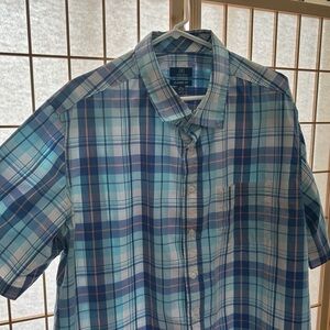 George Men's Blue and Green Plaid Button Down Shirt